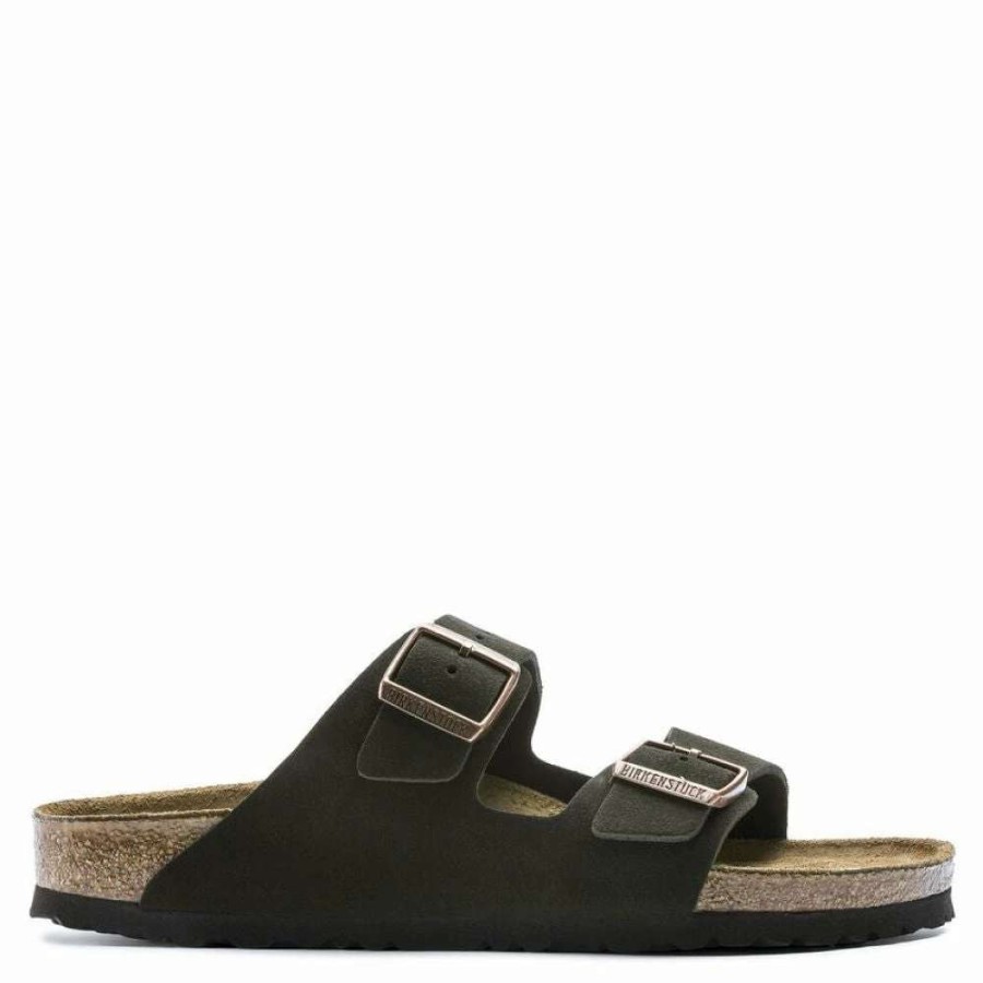 Strap Sandals * | Birkenstock Women'S Arizona Softbed Leather In Mocha (Narrow Width)