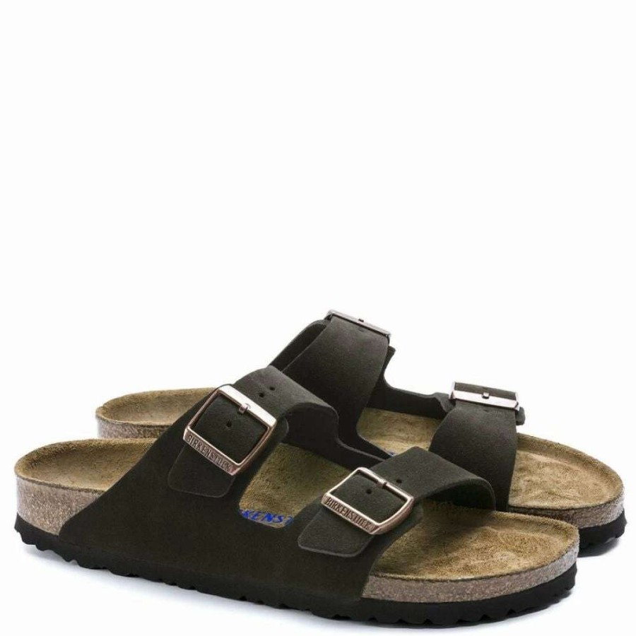 Strap Sandals * | Birkenstock Women'S Arizona Softbed Leather In Mocha (Narrow Width)