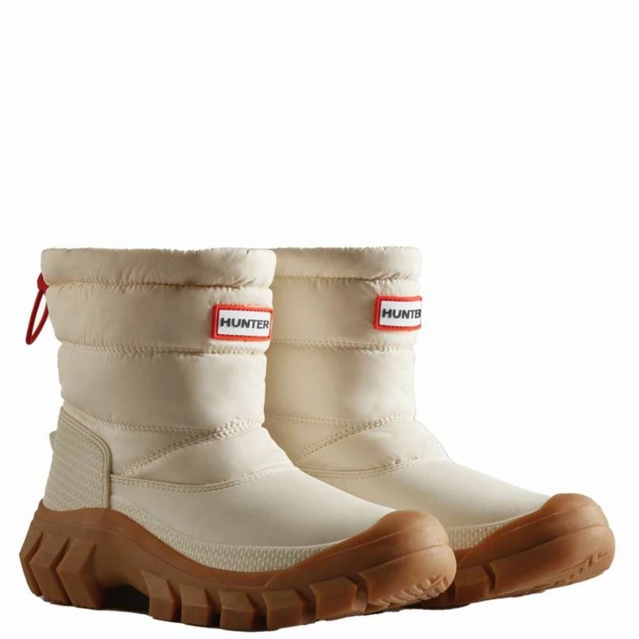 Ankle Boots * | Hunter Women'S Intrepid Insulated Short Snow Boots In White Willow/Gum