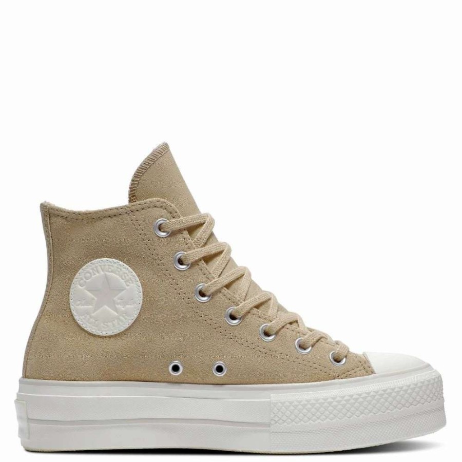 High Top * | Converse Women'S Chuck Taylor All Star Lift Platform Hi Suede In Nomad Khaki/Desert Sand/Egret