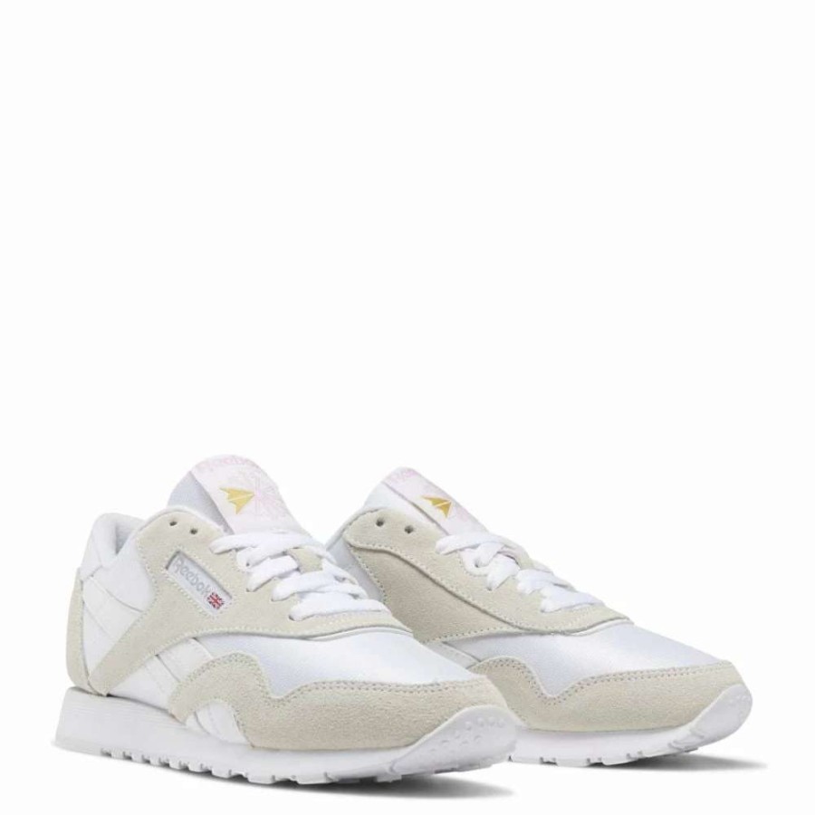 Low Top * | Reebok Women'S Classic Nylon In White/Light Grey