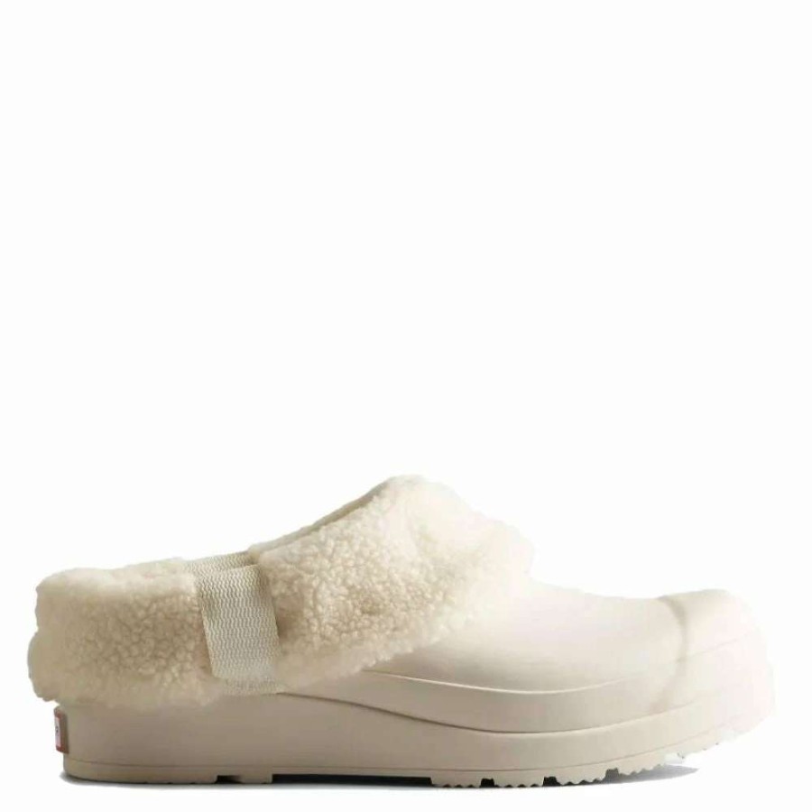 Outdoor * | Hunter Women'S Play Vegan Shearling Insulated Clogs In White