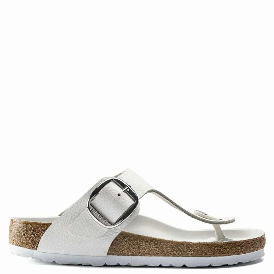 Strap Sandals * | Birkenstock Women'S Big Buckle Gizeh Leather In White