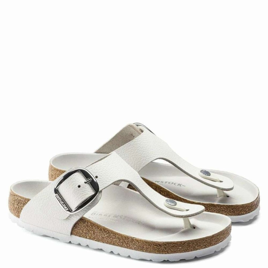 Strap Sandals * | Birkenstock Women'S Big Buckle Gizeh Leather In White