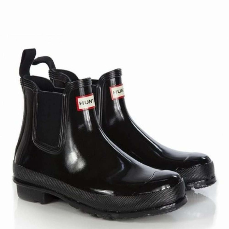 Ankle Boots * | Hunter Women'S Original Gloss Chelsea Wellington In Black