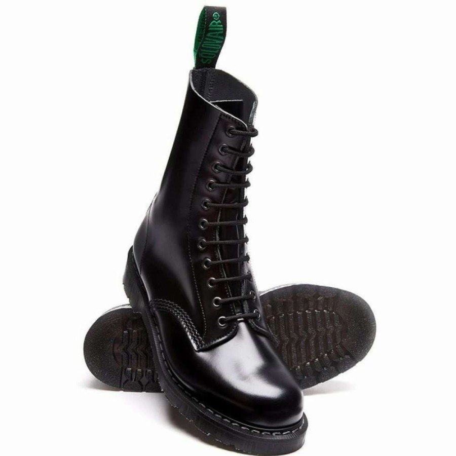 Ankle Boots * | Solovair 11 Eye Derby Boot In Black Hi-Shine