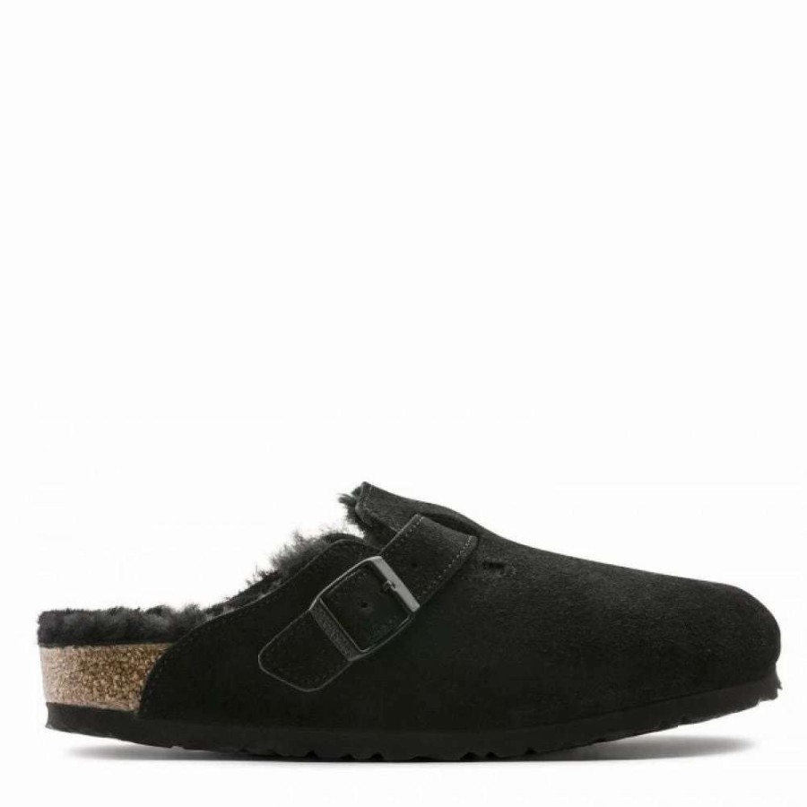 Outdoor * | Birkenstock Boston Shearling Suede Leather In Black