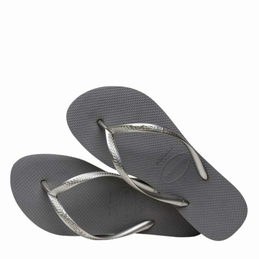 Flip-Flops * | Havaianas Women'S Slim Flatform Flip Flop In Steel Grey