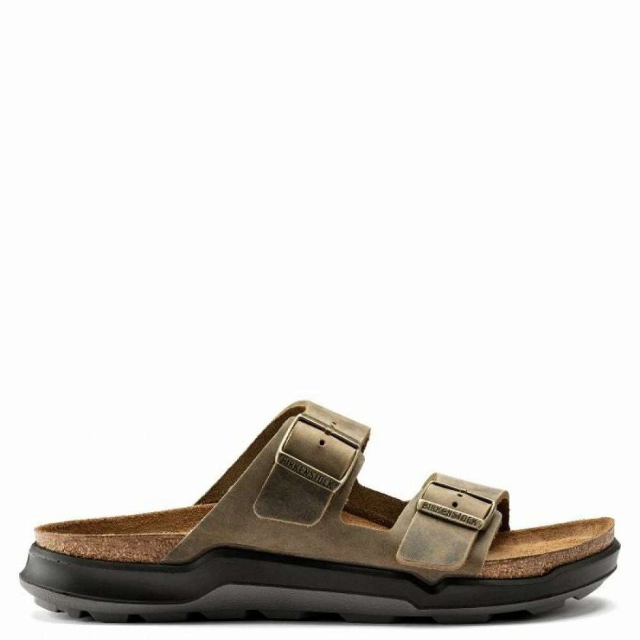 Strap Sandals * | Birkenstock Men'S Arizona Cross Town Oiled Leather In Faded Khaki