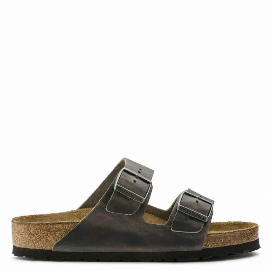 Strap Sandals * | Birkenstock Arizona Softbed Oiled Leather In Iron