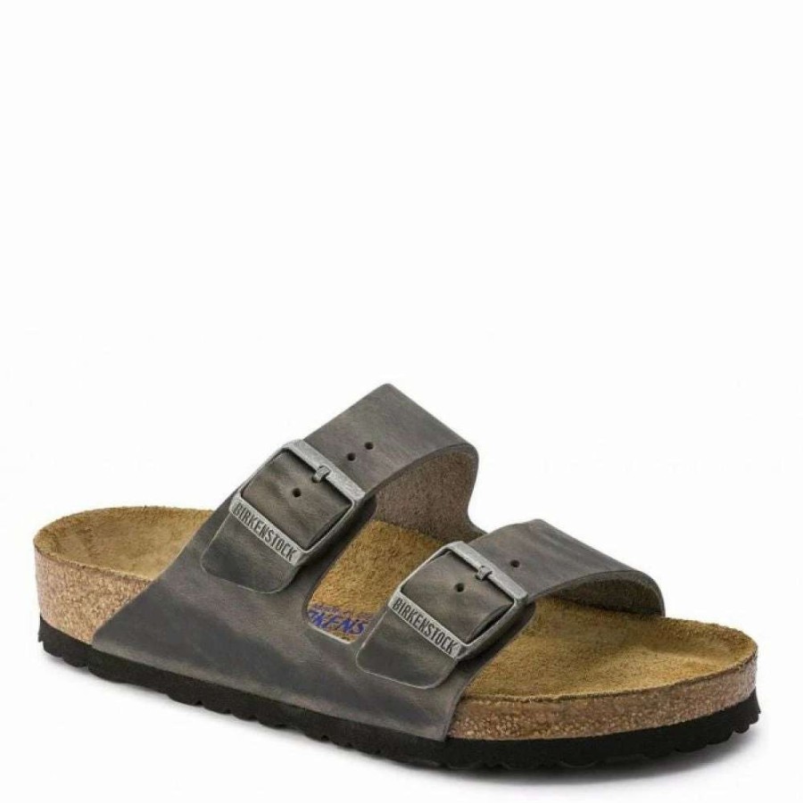 Strap Sandals * | Birkenstock Arizona Softbed Oiled Leather In Iron