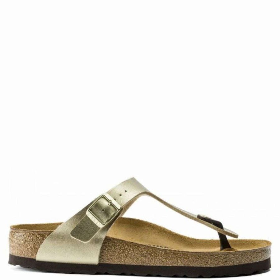 Strap Sandals * | Birkenstock Women'S Gizeh Birko-Flor In Gold