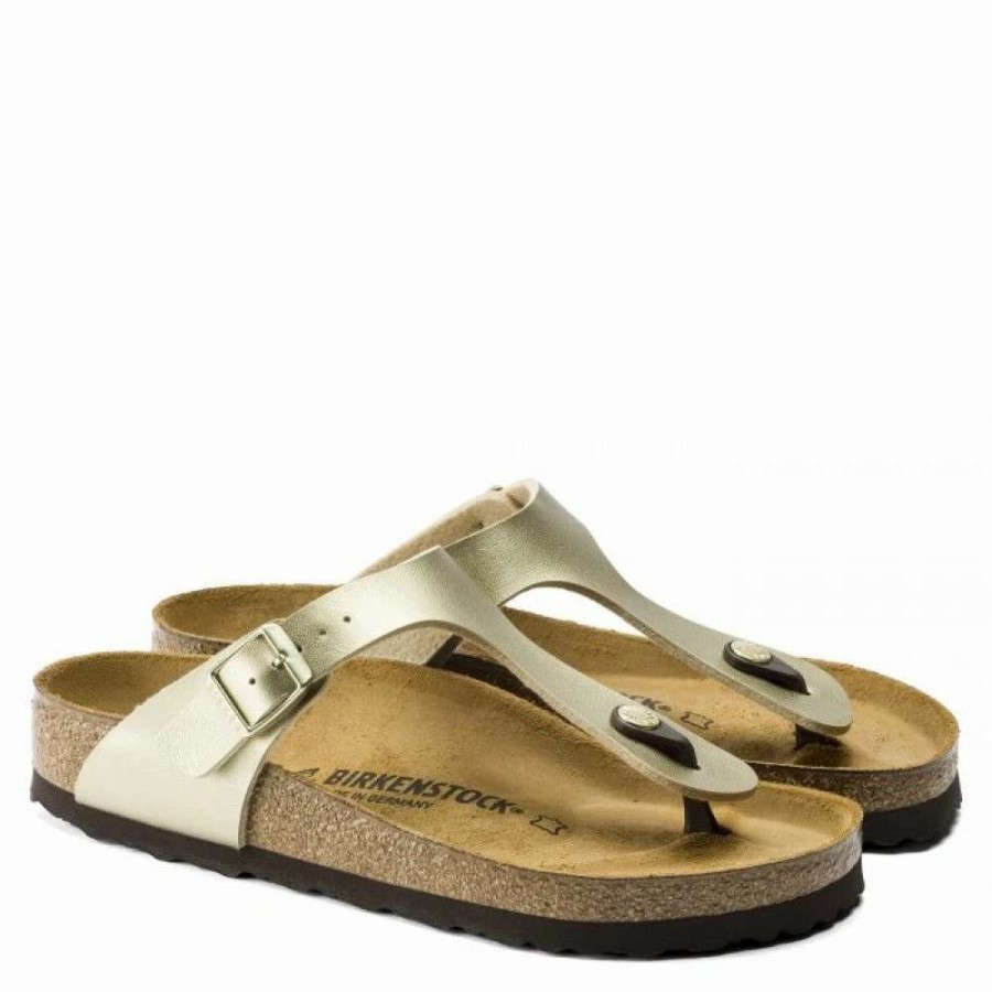 Strap Sandals * | Birkenstock Women'S Gizeh Birko-Flor In Gold