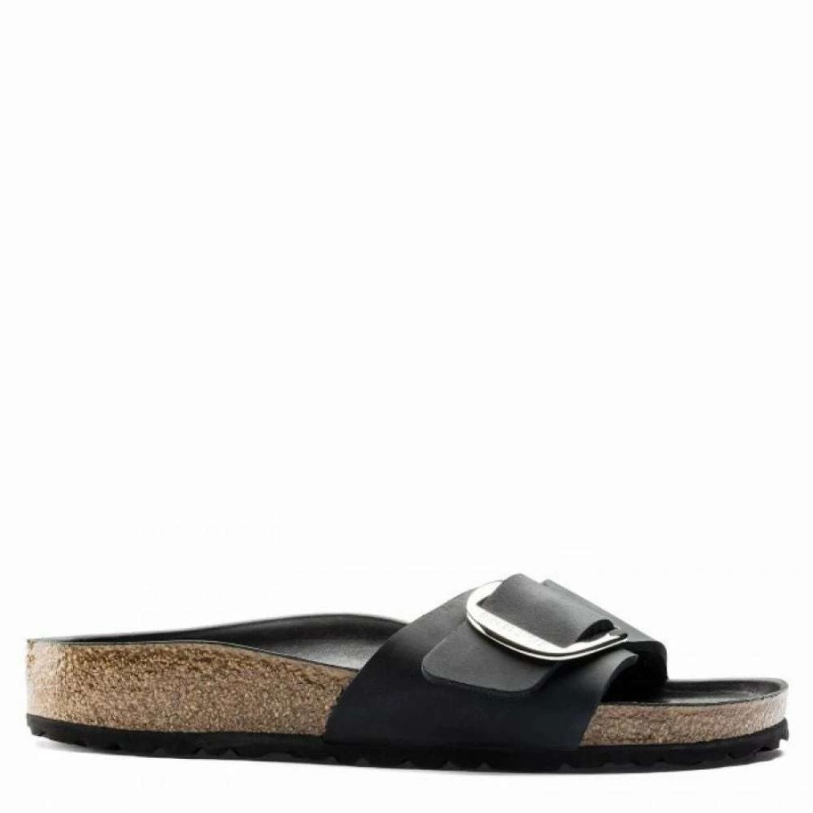 Strap Sandals * | Birkenstock Women'S Madrid Big Buckle Oiled Leather In Black (Narrow Width)