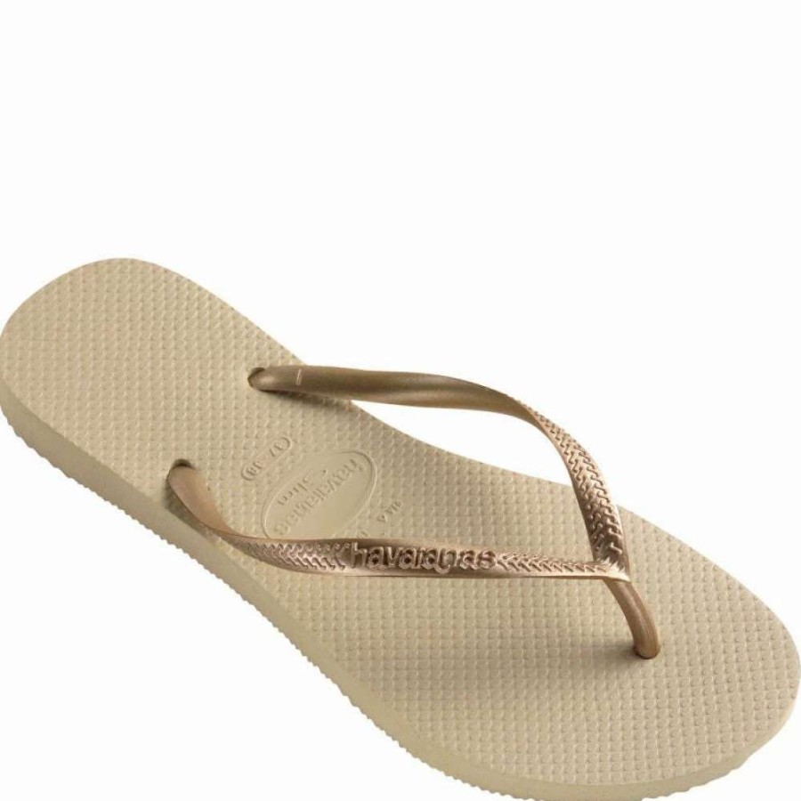 Flip-Flops * | Havaianas Women'S Slim Flip Flop In Sand Gold