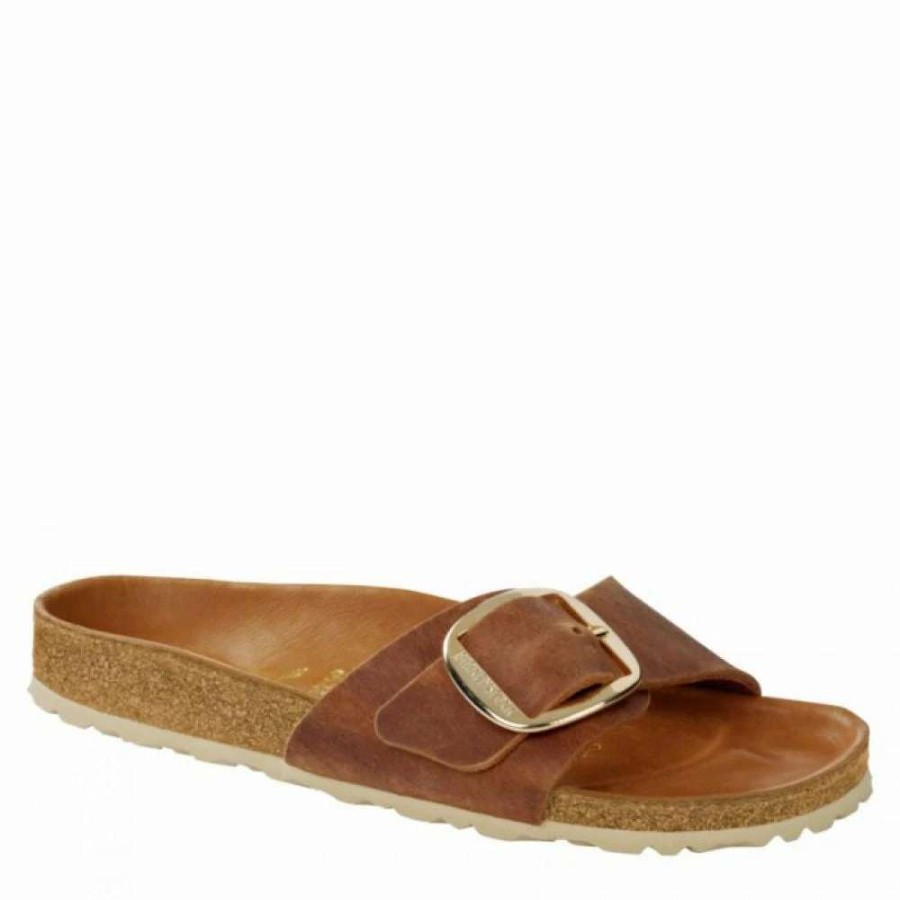 Strap Sandals * | Birkenstock Women'S Madrid Big Buckle Oiled Leather In Cognac (Narrow Width)