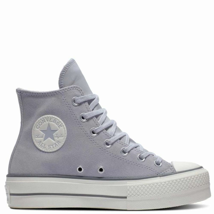 High Top * | Converse Women'S Chuck Taylor All Star Lift Platform Hi Suede In Gravel/Iron Grey/Egret