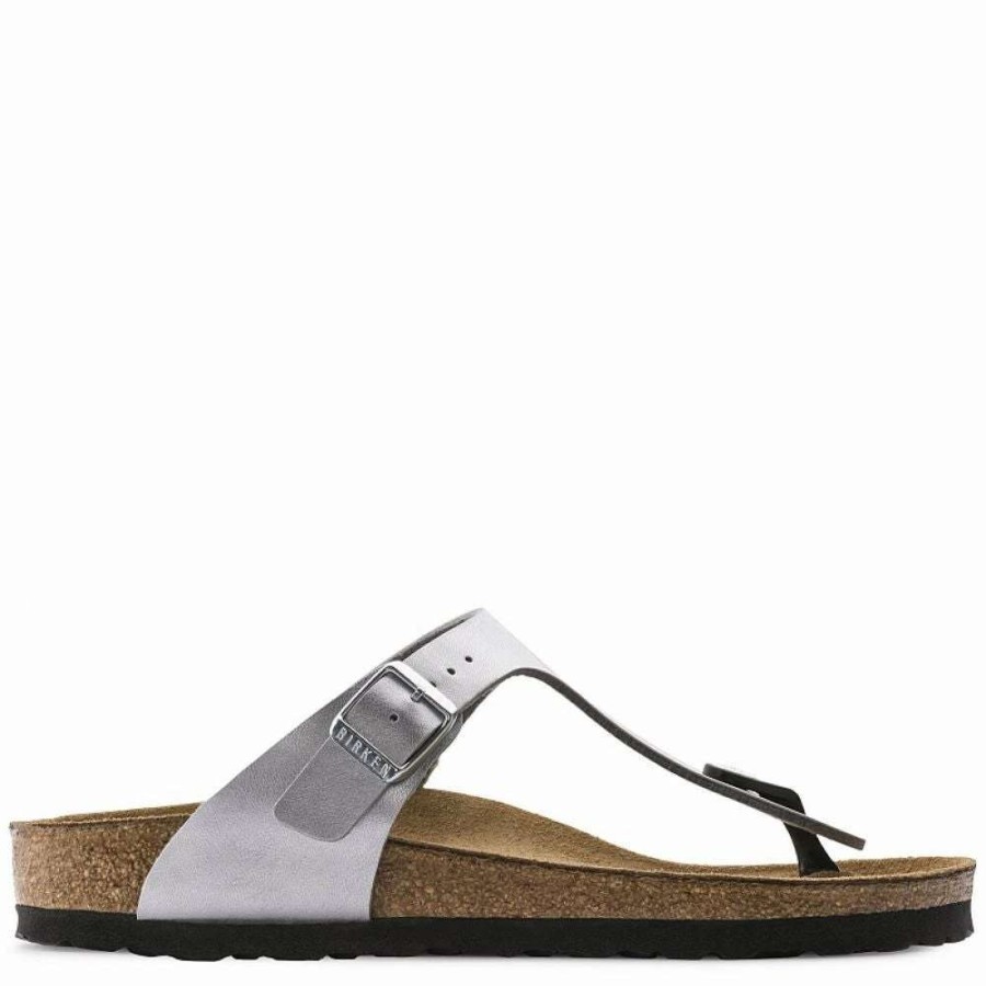 Strap Sandals * | Birkenstock Gizeh Birko-Flor In Silver