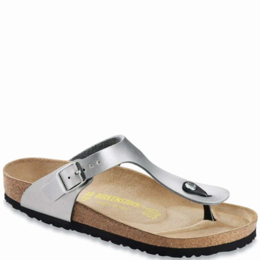 Strap Sandals * | Birkenstock Gizeh Birko-Flor In Silver