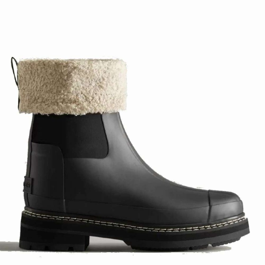 Ankle Boots * | Hunter Women'S Refined Stitch Roll Top Sherpa Boots In Black