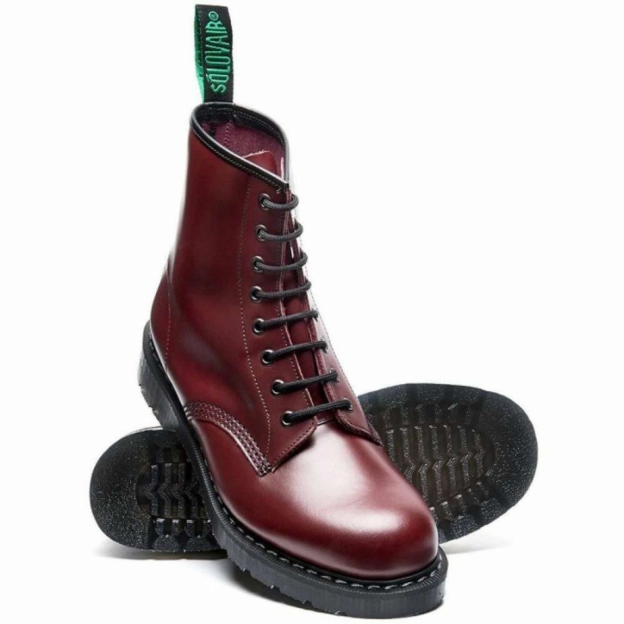 Ankle Boots * | Solovair 8 Eye Derby Boot In Oxblood Hi-Shine