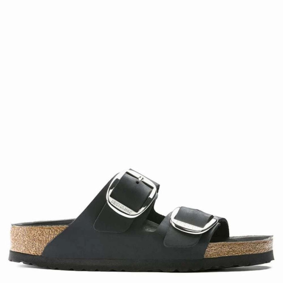 Strap Sandals * | Birkenstock Women'S Arizona Big Buckle Oiled Leather In Black (Narrow Width)