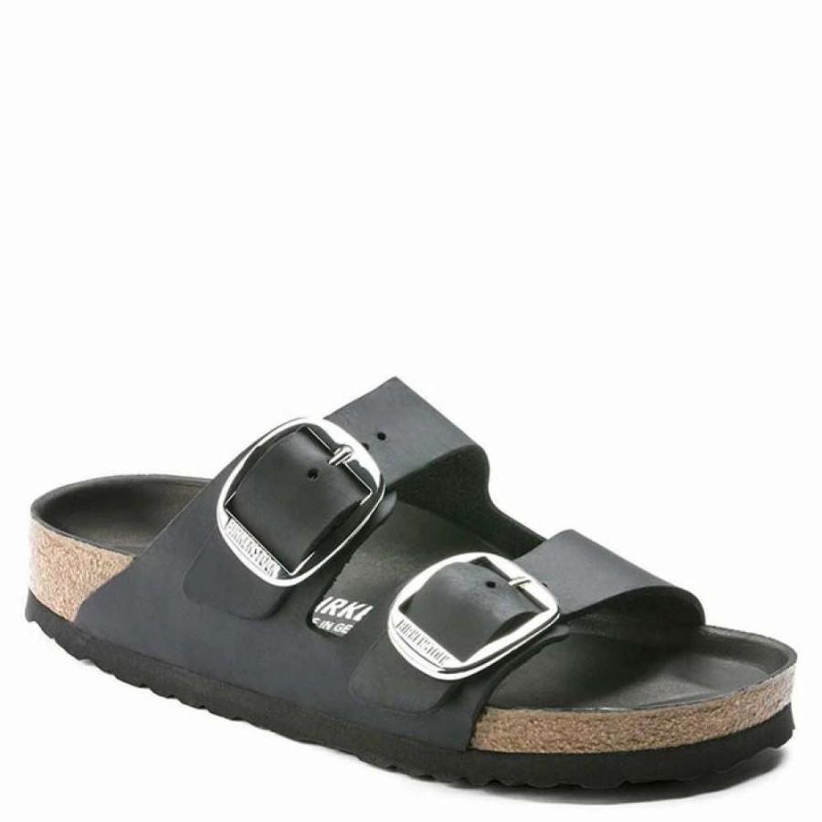 Strap Sandals * | Birkenstock Women'S Arizona Big Buckle Oiled Leather In Black (Narrow Width)