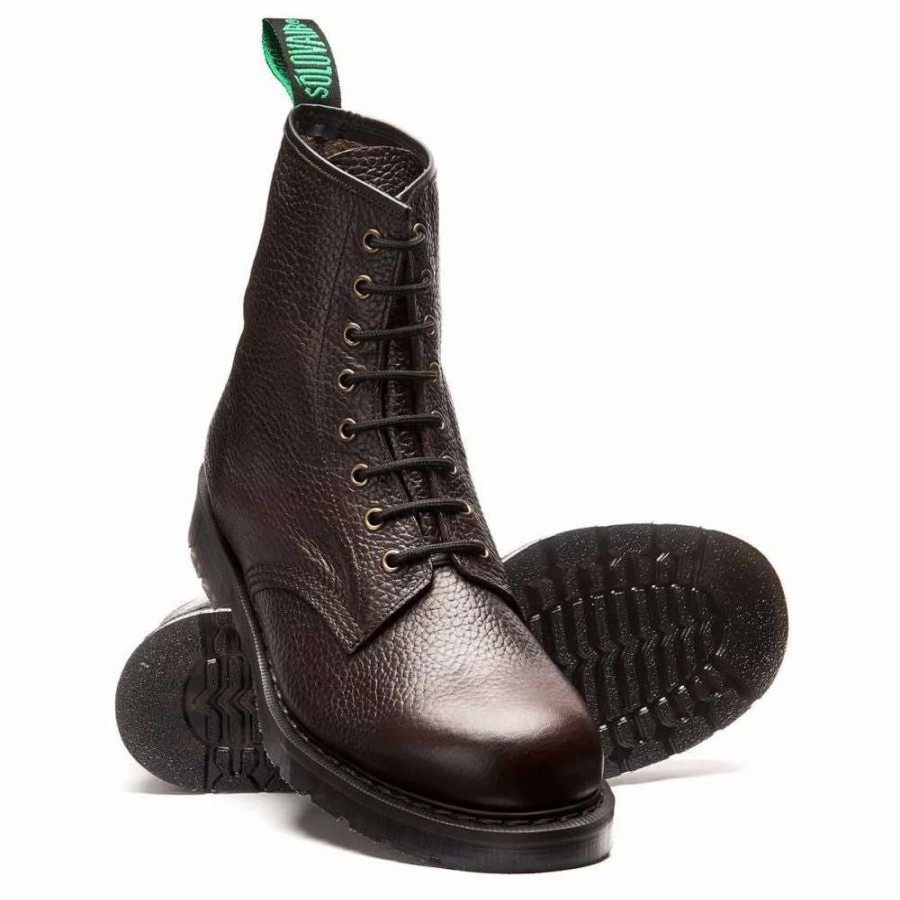 Ankle Boots * | Solovair 8 Eye Derby Boot In Dark Brown Grain