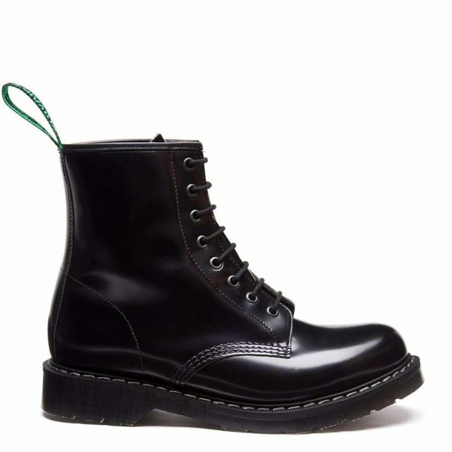 Ankle Boots * | Solovair 8 Eye Derby Boot In Black Hi-Shine