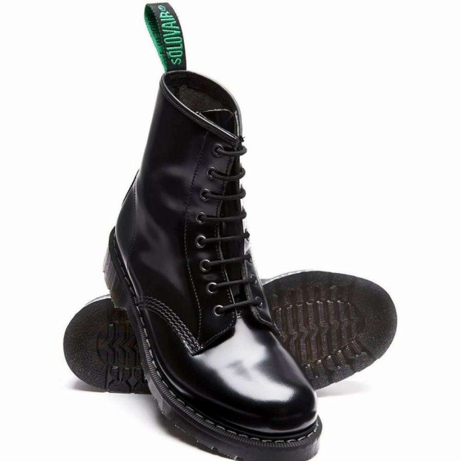 Ankle Boots * | Solovair 8 Eye Derby Boot In Black Hi-Shine