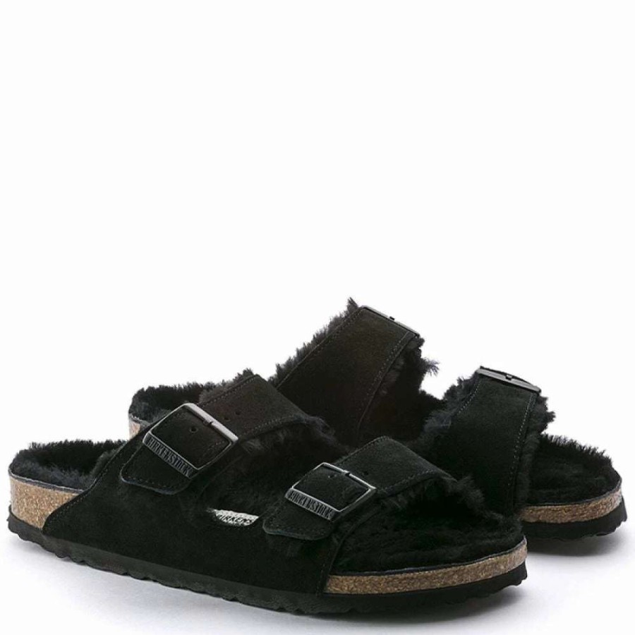 Indoor * | Birkenstock Arizona Shearling In Black (Narrow Width)