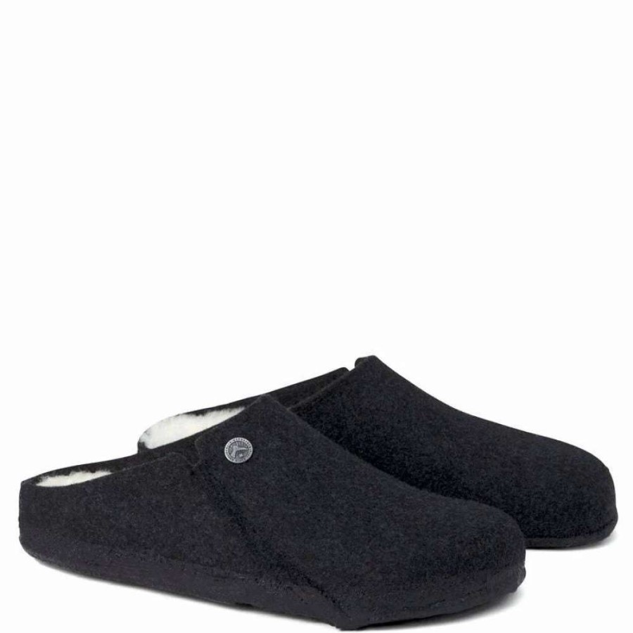 Indoor * | Birkenstock Women'S Zermatt Shearling Wool Felt In Anthracite (Narrow Width)