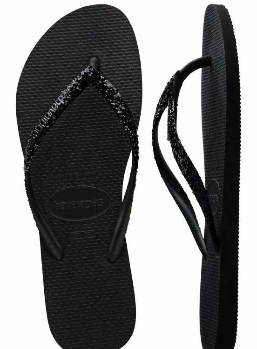 Strap Sandals * | Havaianas Women'S Slim Glitter Ii In Black