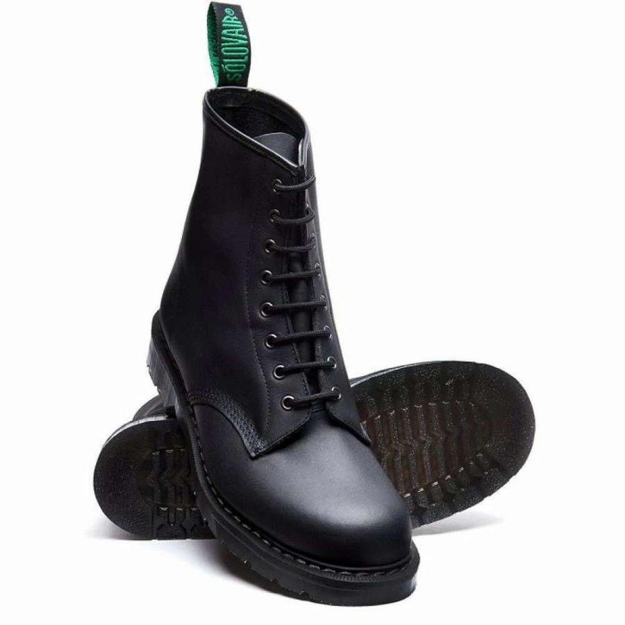 Ankle Boots * | Solovair 8 Eye Derby Boot In Black Greasy