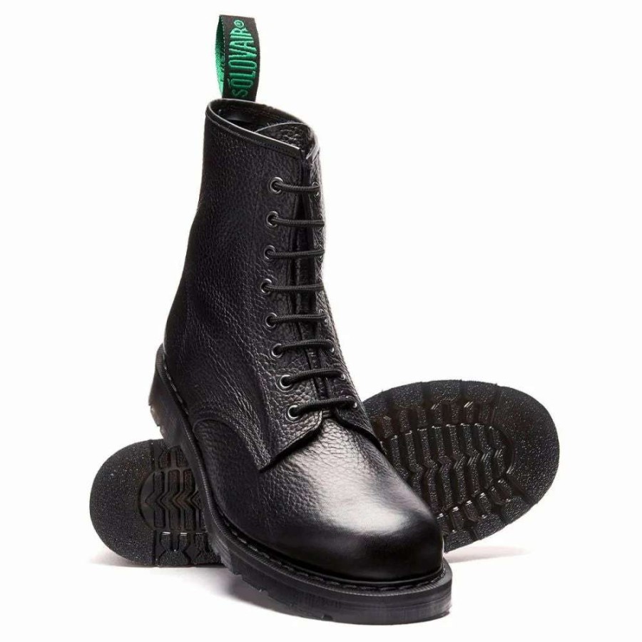 Ankle Boots * | Solovair 8 Eye Derby Boot In Black Grain