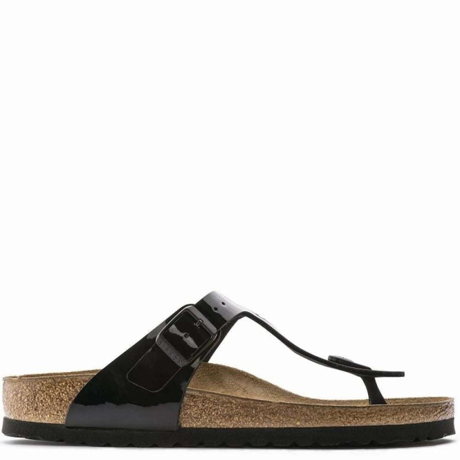 Strap Sandals * | Birkenstock Gizeh Birko-Flor Patent In Black