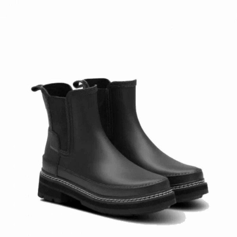 Ankle Boots * | Hunter Women'S Refined Stitch Detail Chelsea Boots In Black