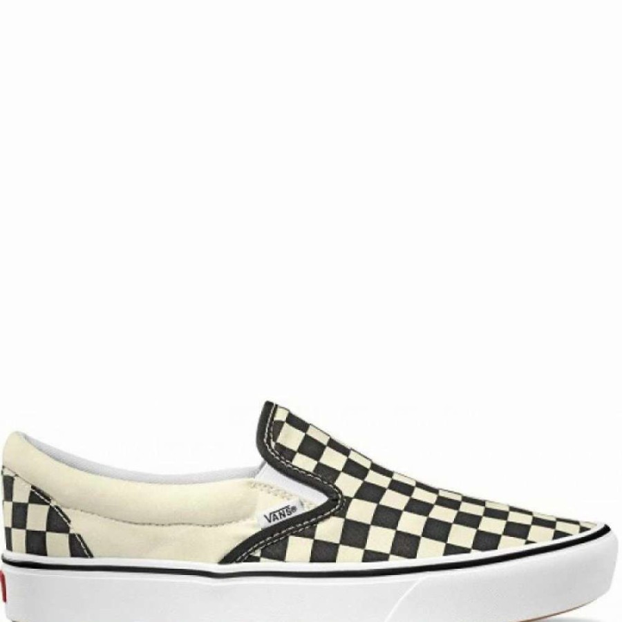 Low Top * | Vans Comfycush Slip-On In Checkerboard/White