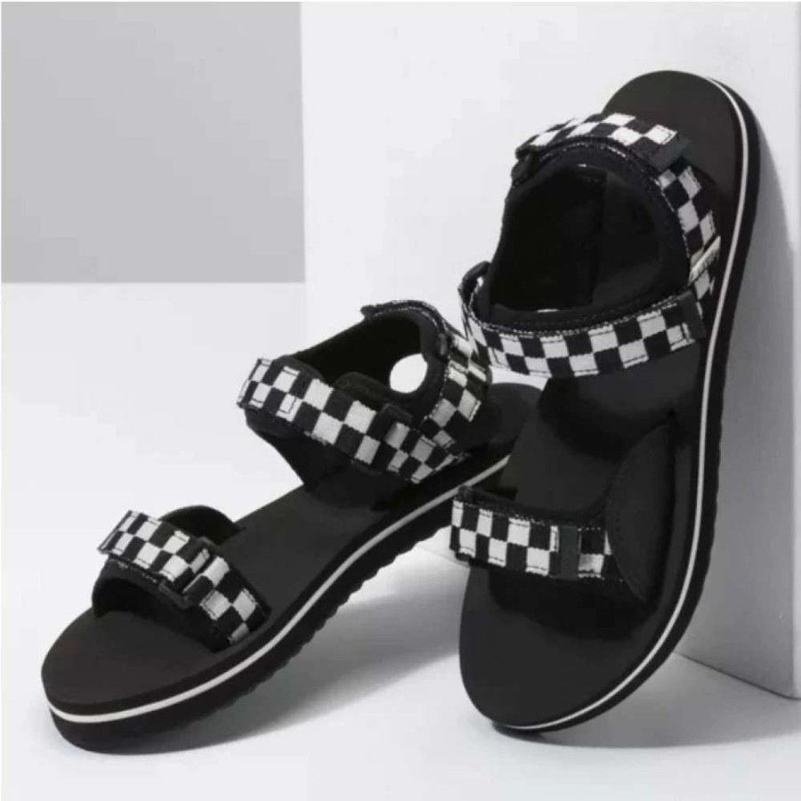 Strap Sandals * | Vans Women'S Checkerboard Tri-Lock In Black/White