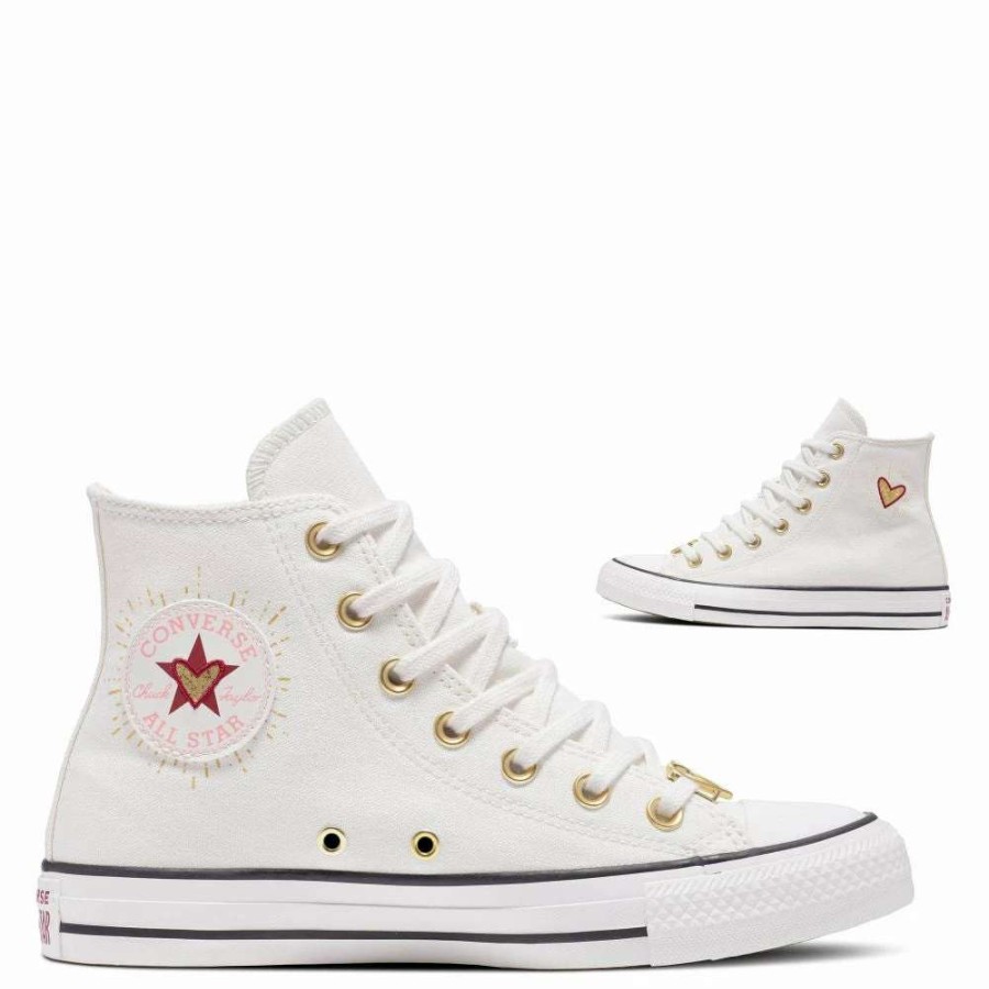 High Top * | Converse Women'S Chuck Taylor All Star Hi Hearts In Vintage White/White