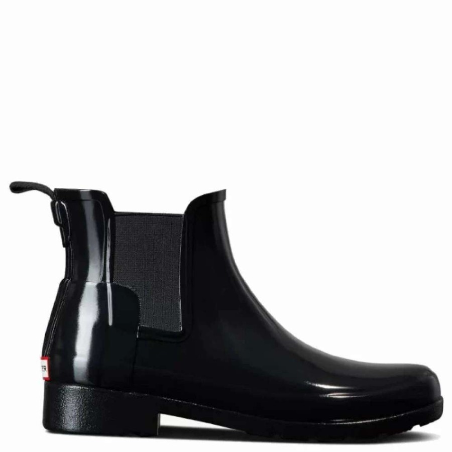 Ankle Boots * | Hunter Women'S Refined Gloss Slim Fit Chelsea Boots In Black